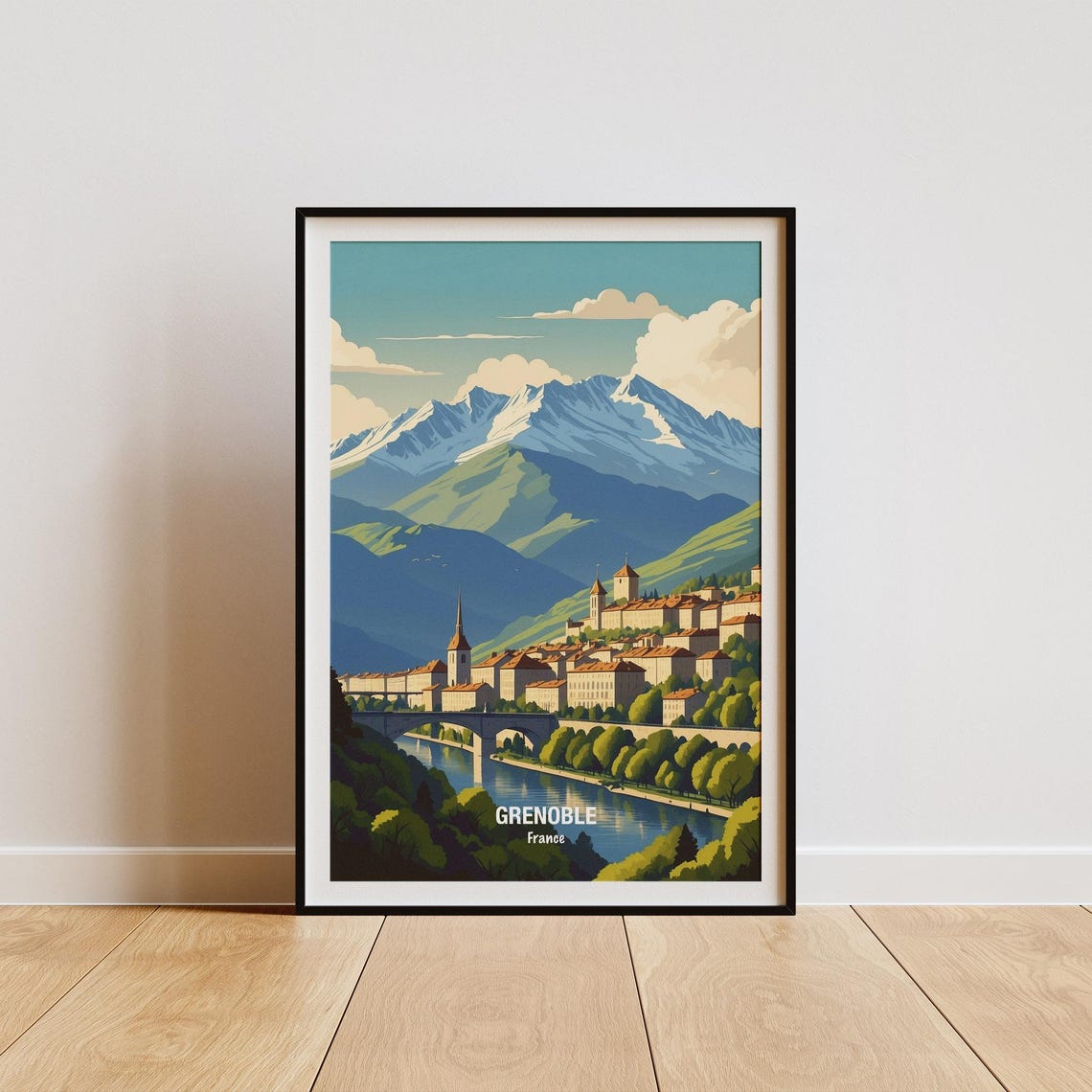 Grenoble France Travel Poster Vintage Grenoble Print French Alps Art Home Decor Gift For Travelers Wall Art Scenic Print