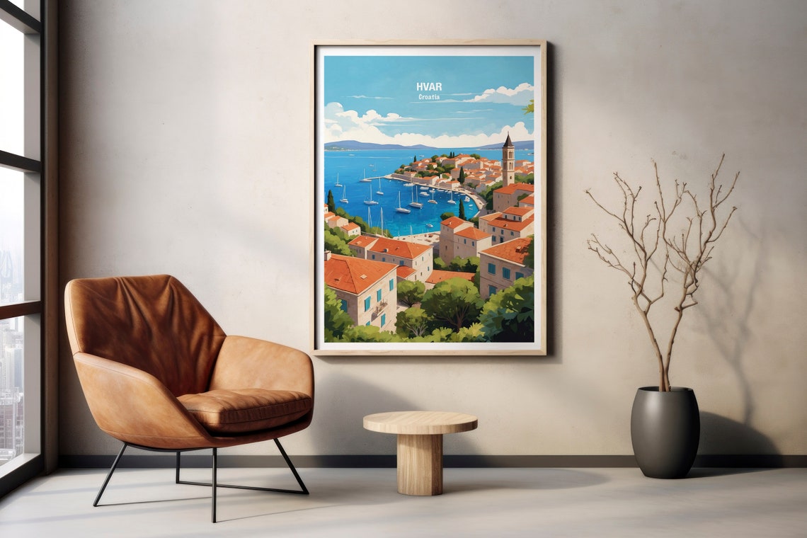 Hvar Island Old Town Harbor Croatia Adriatic Coast Travel Poster - Image 2