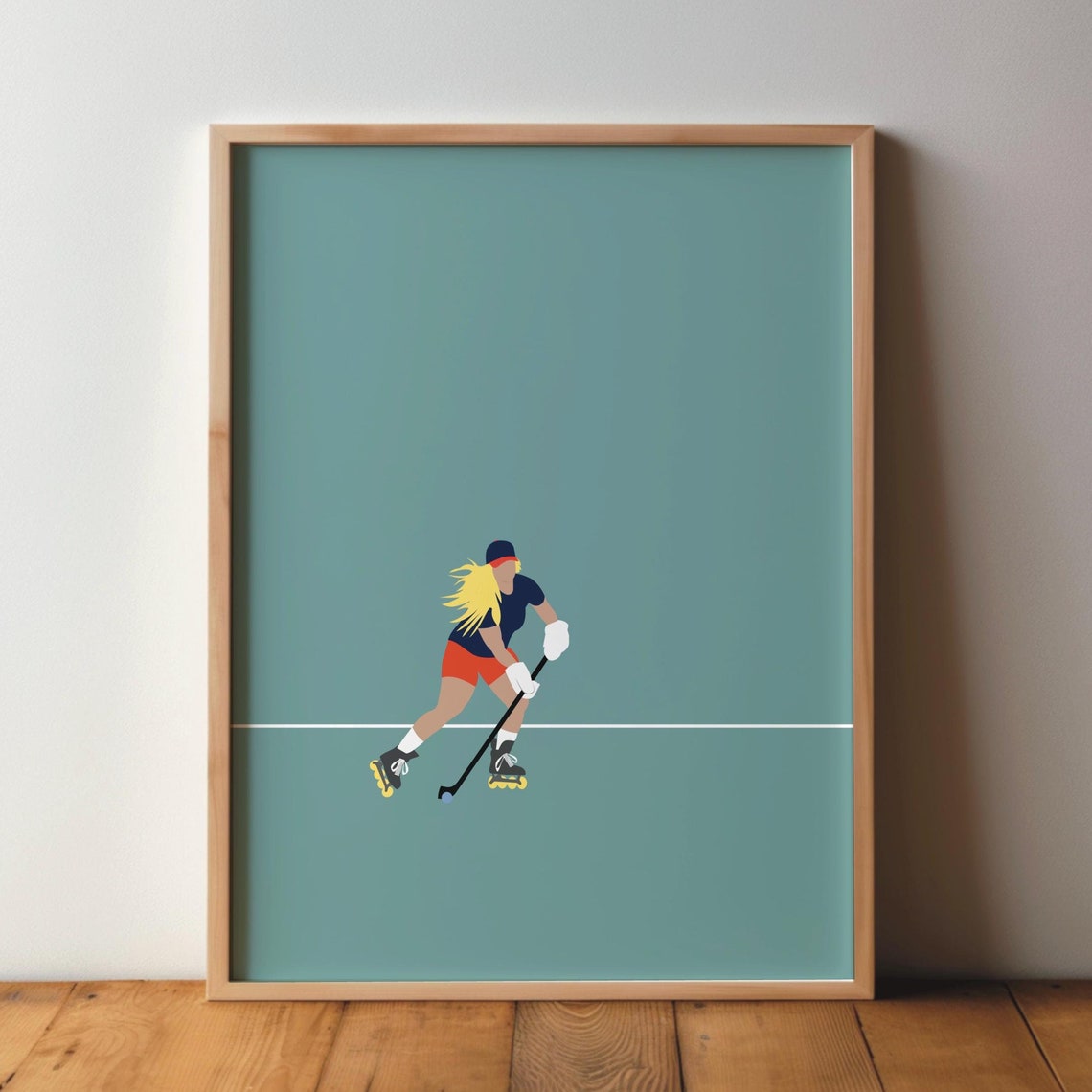 Roller Hockey Inline Hockey Lady Poster Sports Friends Sports Poster Art Print Modern Wall Art Sport Athlete Decoration Din A4 A3 Picture