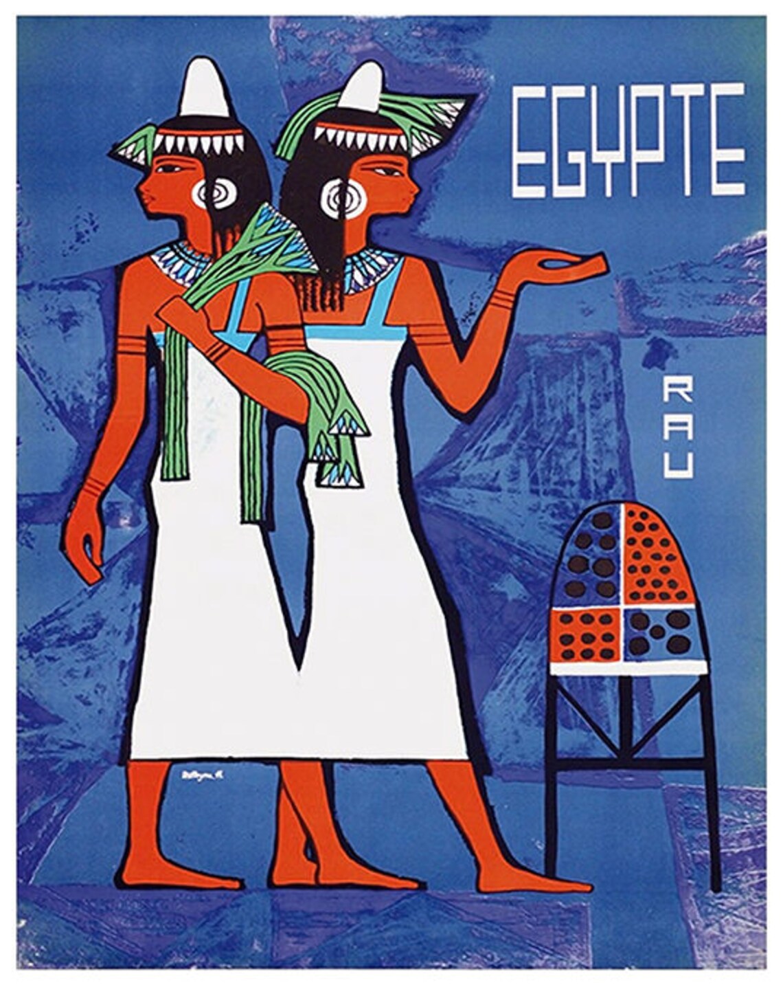 Egypte Egyptian Women Pharaonic Style French Vintage Art Poster - Image 2