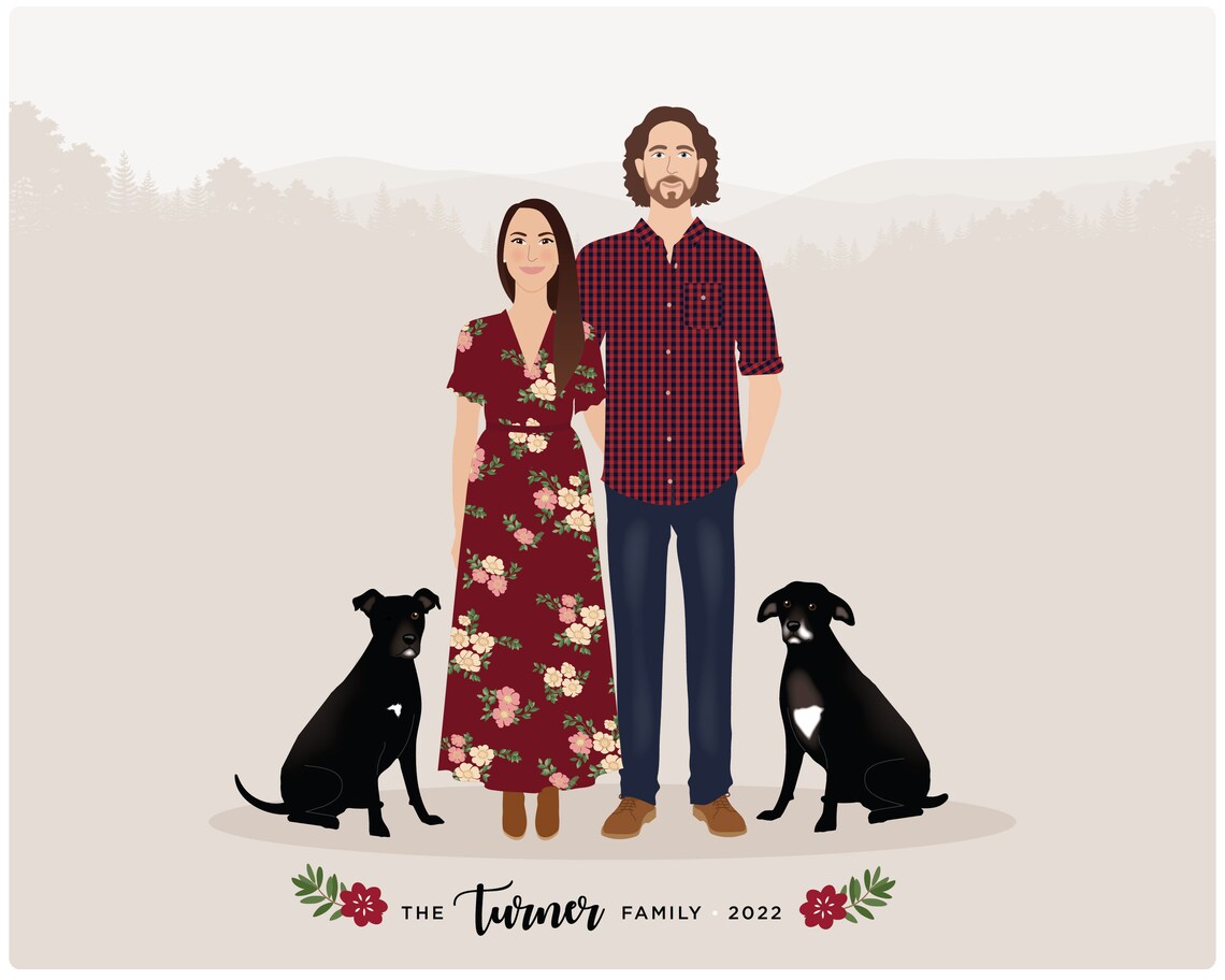 Custom Couple Portrait, Personalised Art Print - Image 5