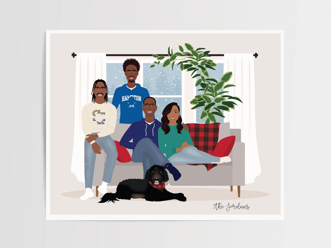Custom Family Portrait, Fathers Day Mothers Day - Image 2