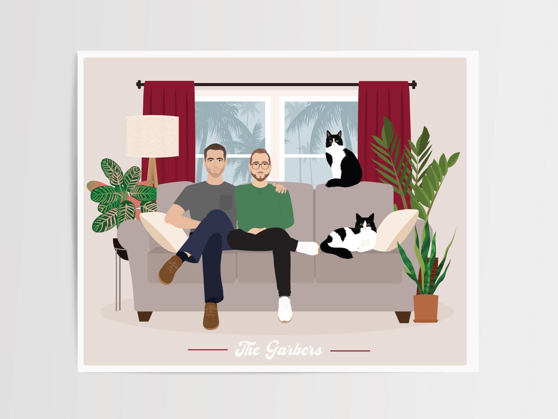 Couch Portrait Living Room Art Personalized Gift For Mom - Image 5