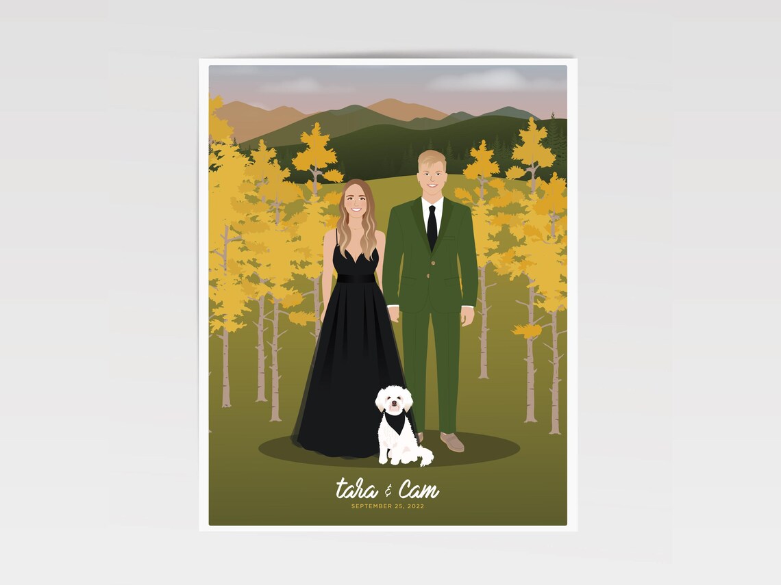 Custom Couple Portrait, Personalized Couple Drawing