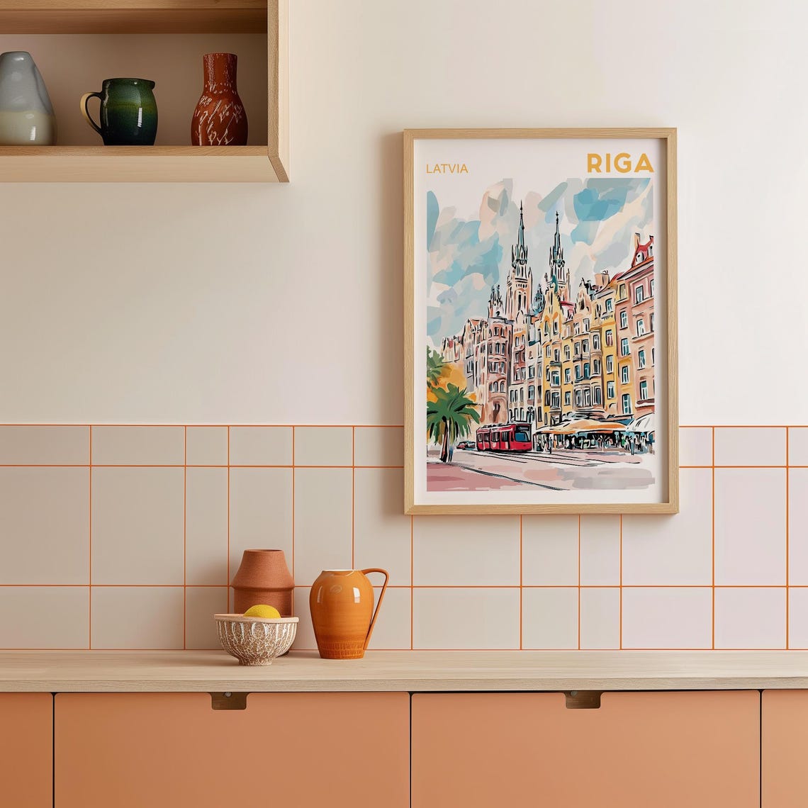 Rigariga Watercolor Riga Cityscape, Latvia Travel Poster - Image 2