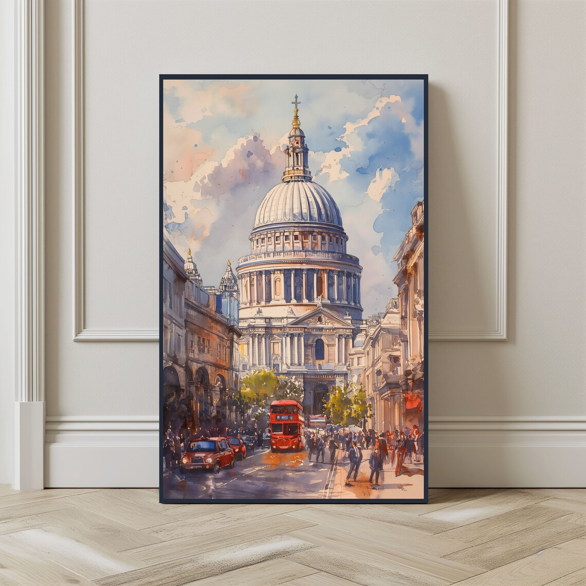 Watercolor London St Pauls Cathedral Travel Poster