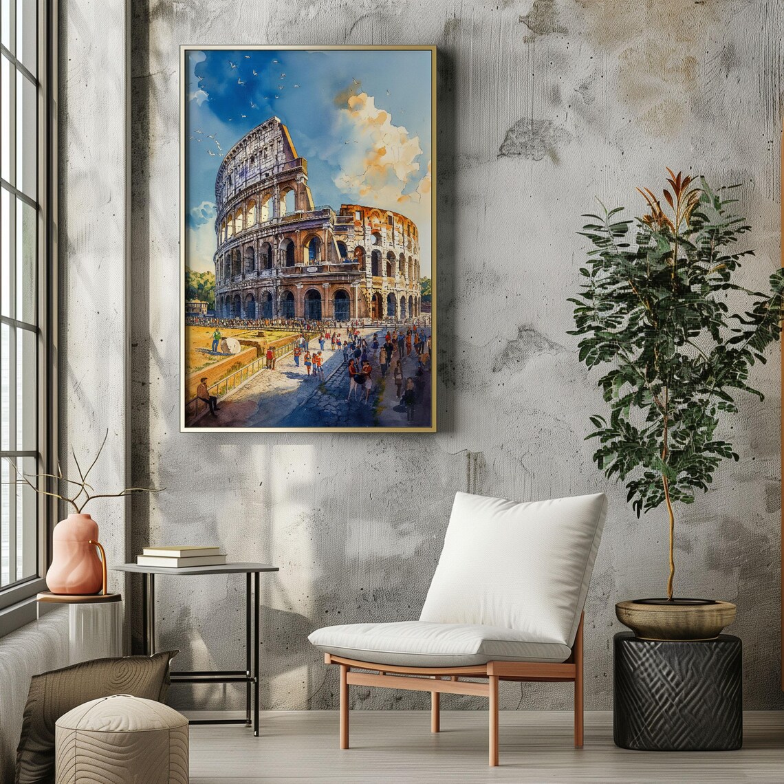 Watercolor Italy Rome Travel Poster, Colosseum - Image 2