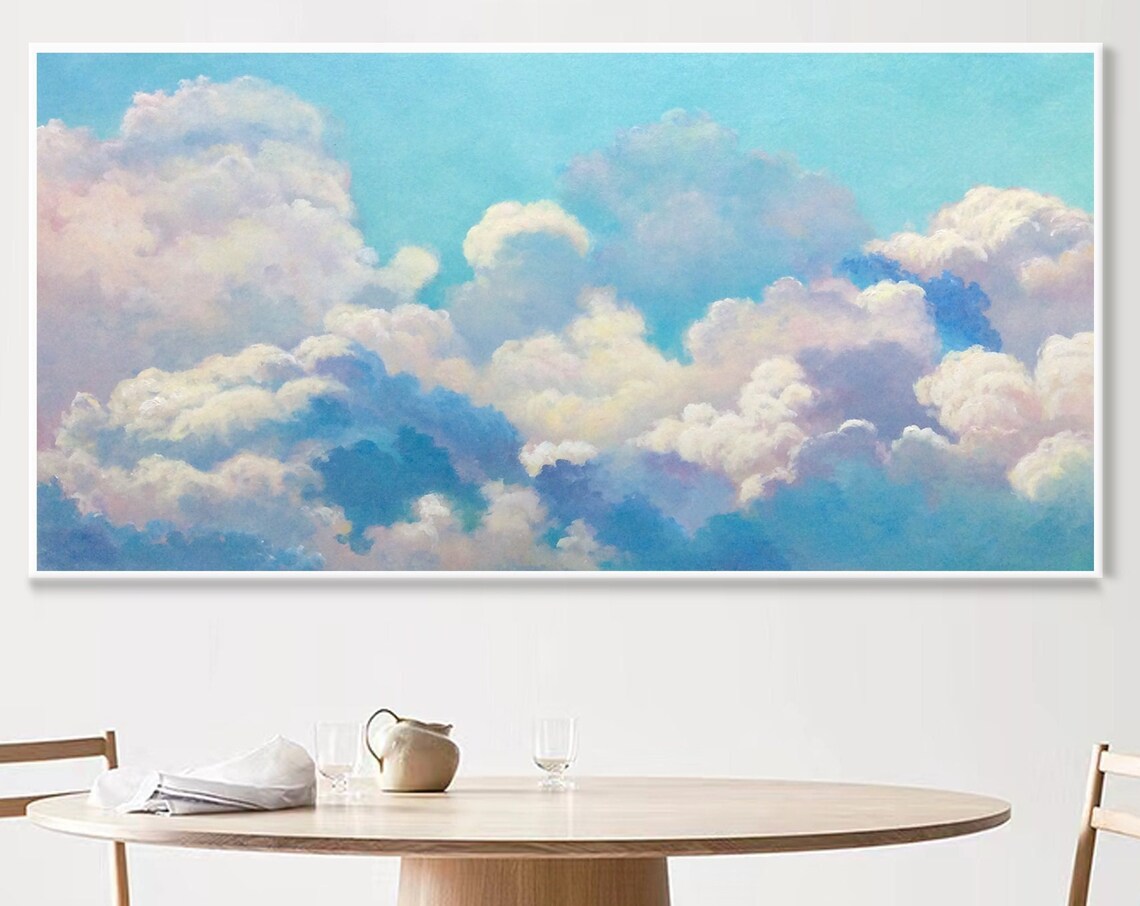 Miyazaki-Inspired Blue Sky and White Clouds Art Print - Image 2