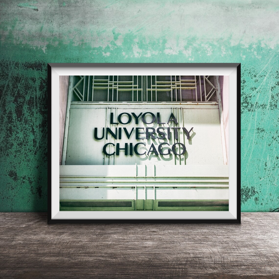 Loyola University Chicago Art Deco Building Sign Campus Poster