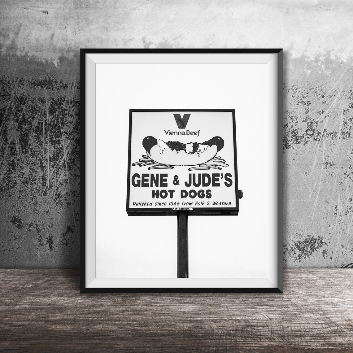 Gene And Jude's Hot Dogs Vienna Beef Vintage Sign Since 1946 Poster - Image 2