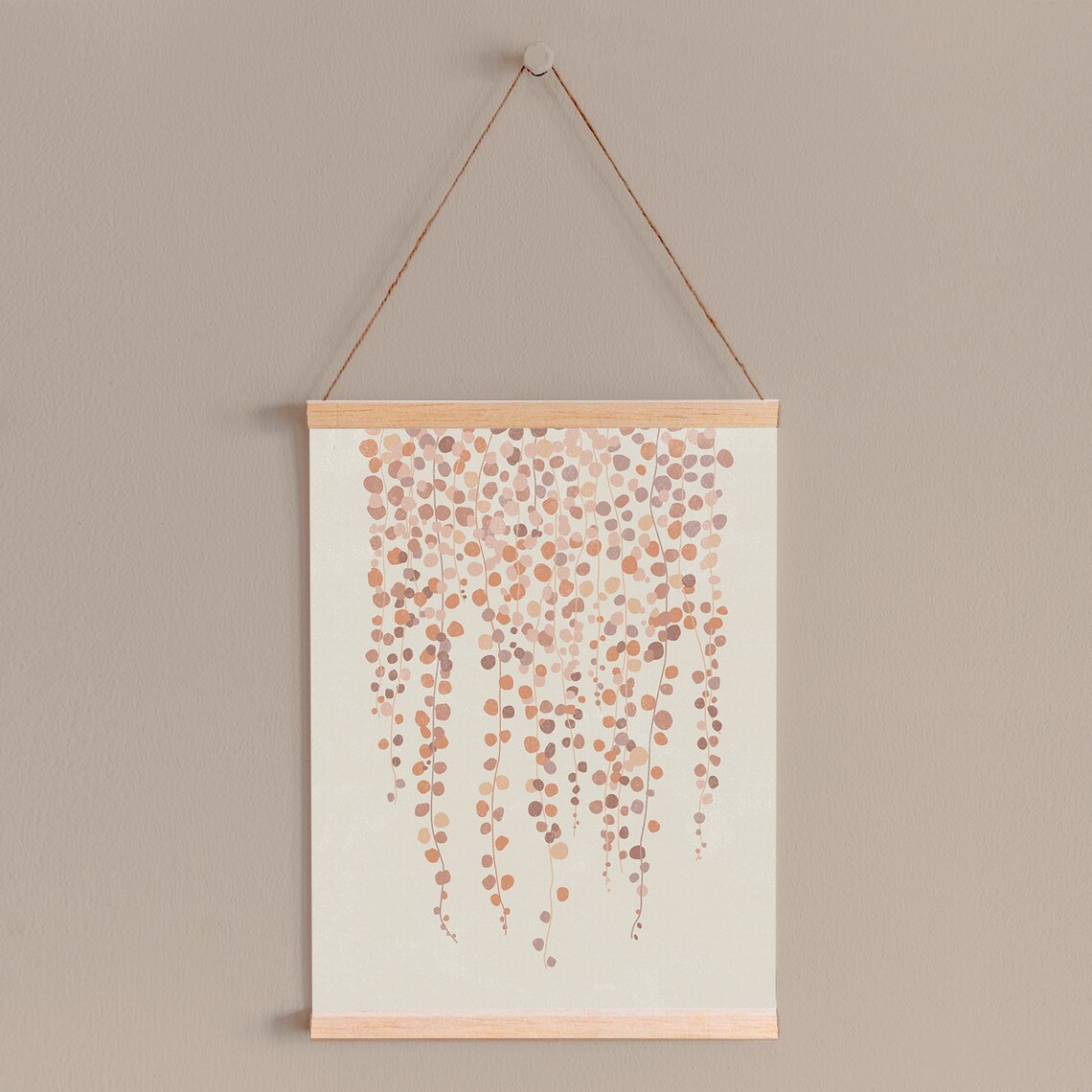 String of Pearls Terracotta Watercolor Houseplant Wall Hanging Poster