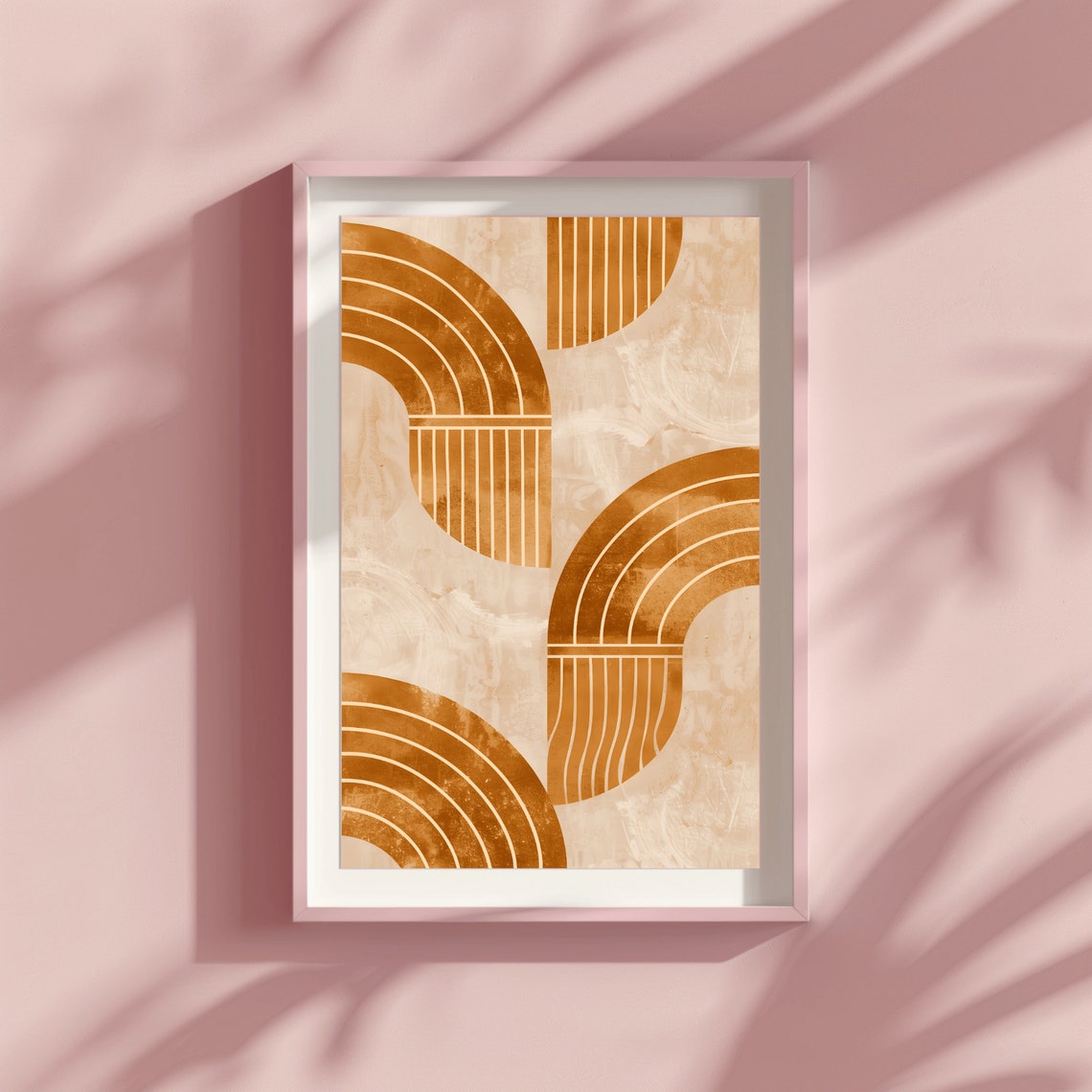 Terracotta Boho Rainbow Arches Mid Century Abstract Art Poster - Image 3