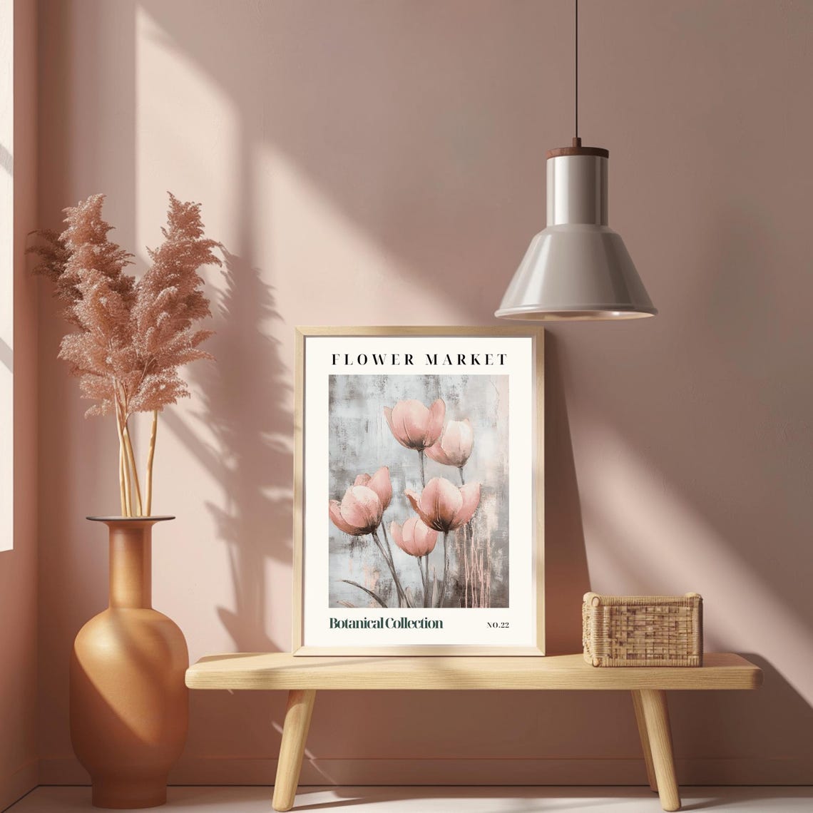 Flower Market Soft Pink Tulips Painterly Botanical No.22 Poster - Image 2