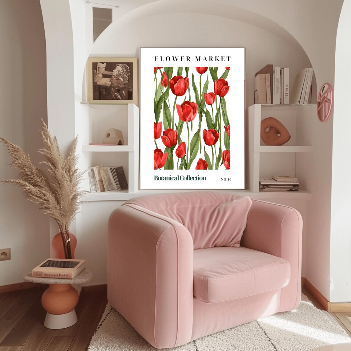 Red Tulip Flower Market Watercolor Botanical No 10 Art Poster - Image 3