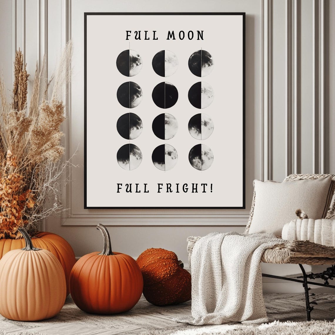 Full Moon Full Fright Spooky Halloween Lunar Phases Chart Poster - Image 3
