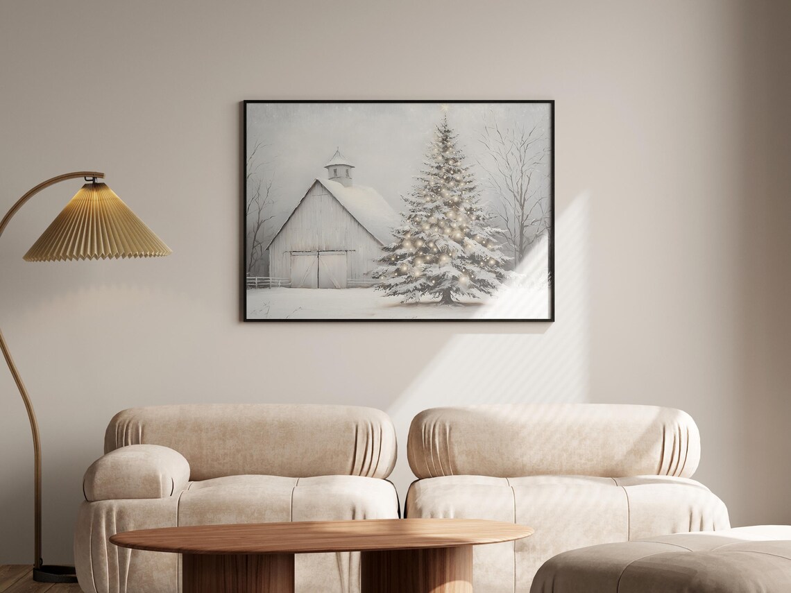 Cozy Winter Cabin Christmas Scene Art Print - Image 6