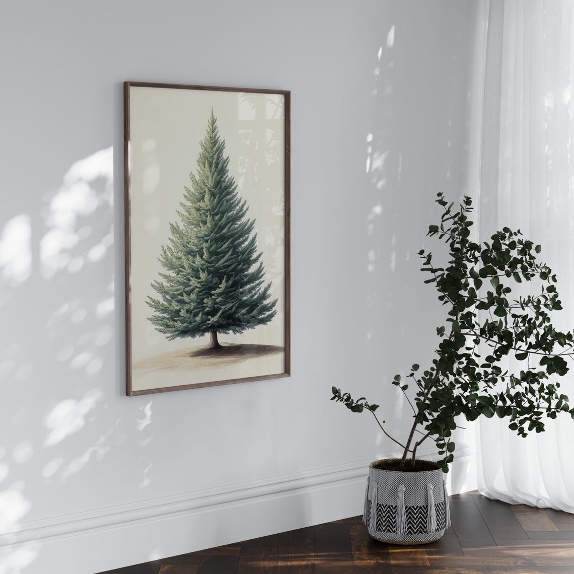 Evergreen Pine Tree Vintage Botanical Sketch Minimalist Art Poster - Image 3
