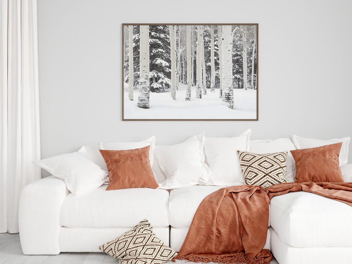 White Birch Trees Snowy Forest Minimal Winter Landscape Poster - Image 5