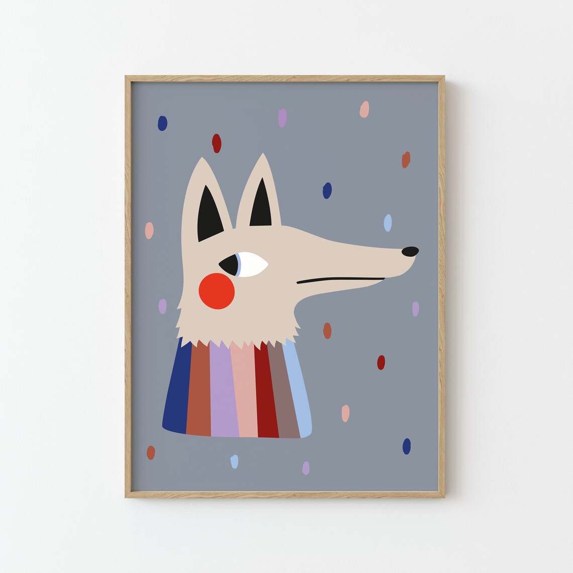 Wolf Print Illustration Poster For Kids Nursery Decor