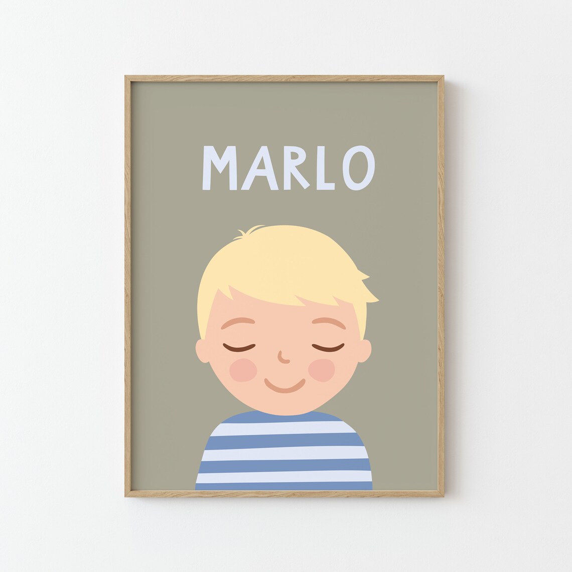 Personalized Boy Portrait Illustration Poster, Kids Decor