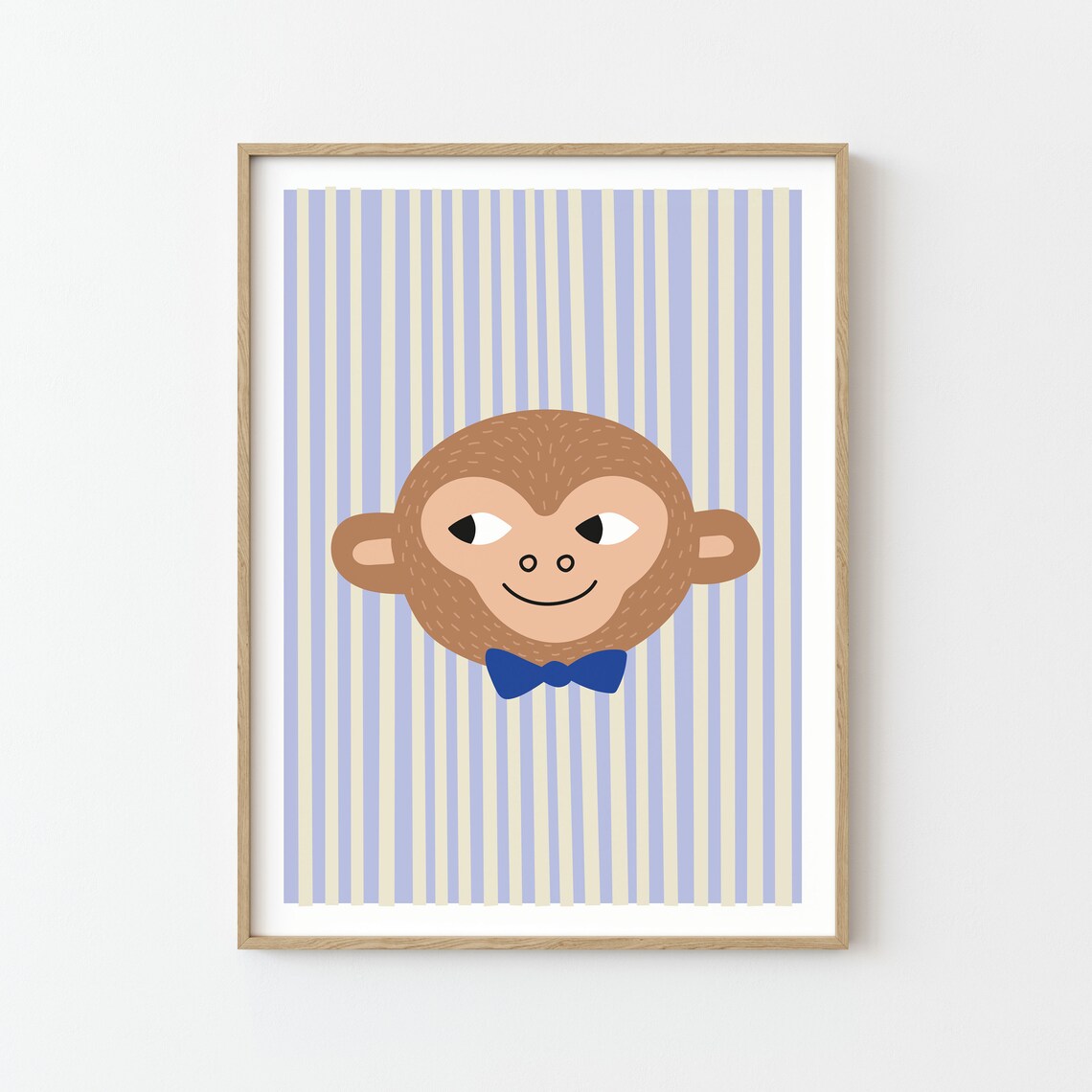 Monkey Print Illustration Poster, Kids Nursery Decor