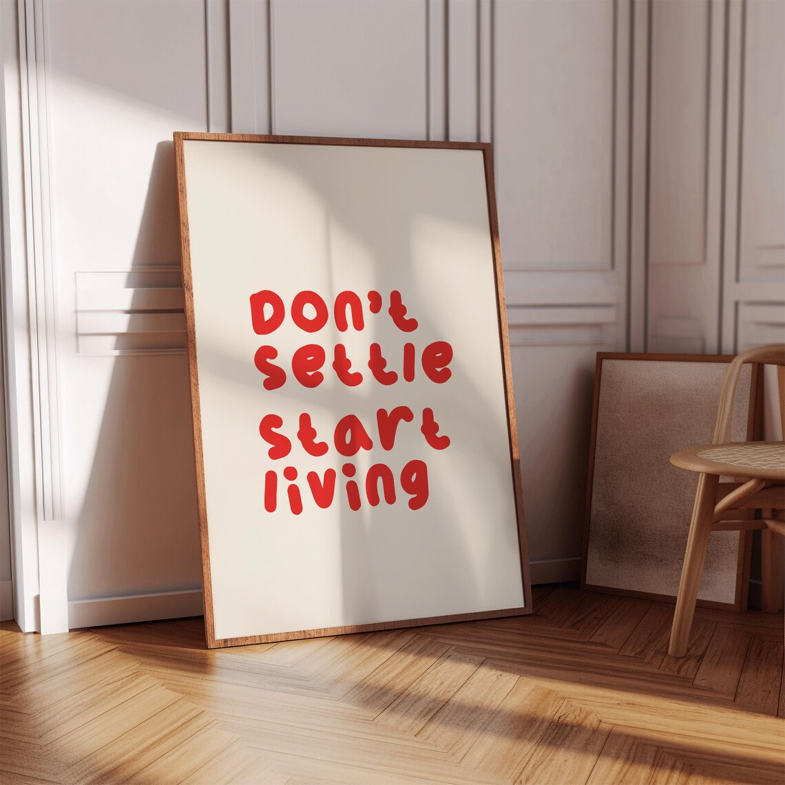 Don’t Settle Start Living Typography Poster, Christmas Quote
