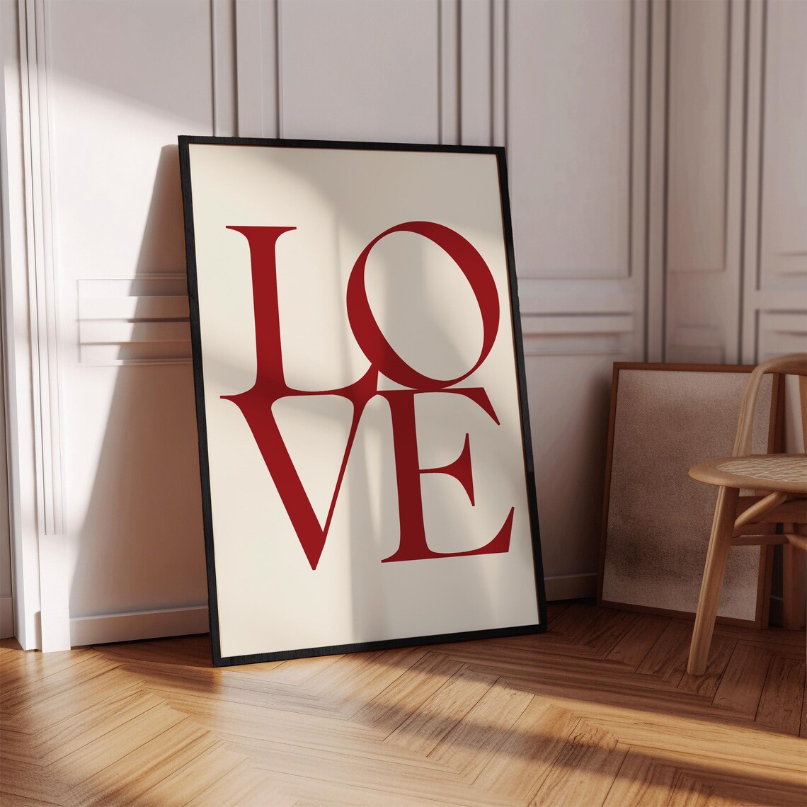 Love Bold Red Serif Typography Minimalist Romantic Statement Wall Poster