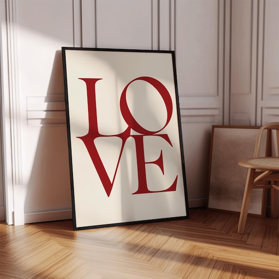 Love Bold Red Serif Typography Minimalist Romantic Statement Wall Poster
