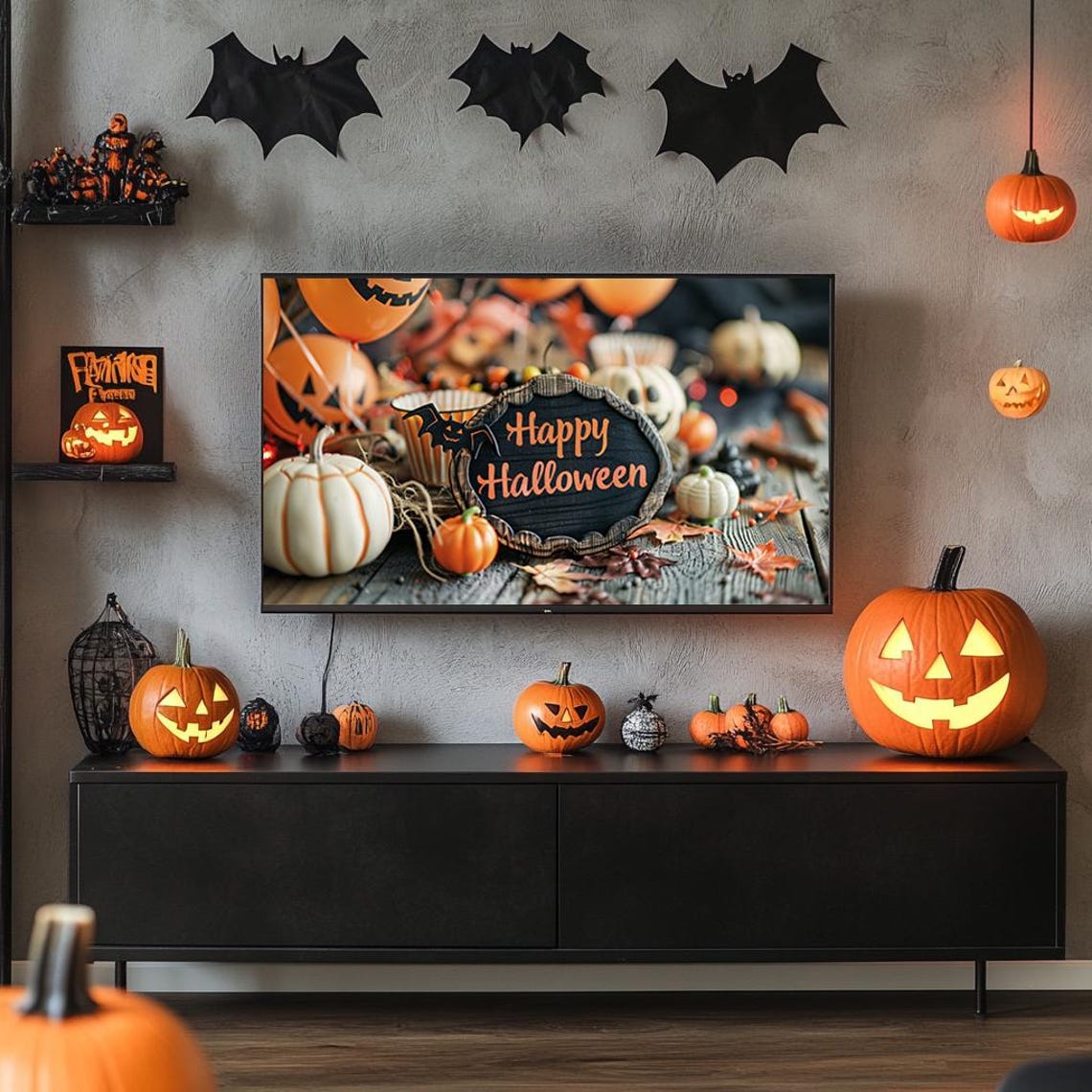 Happy Halloween Chalkboard Sign Pumpkins Fall Tabletop Decor Poster - Image 5