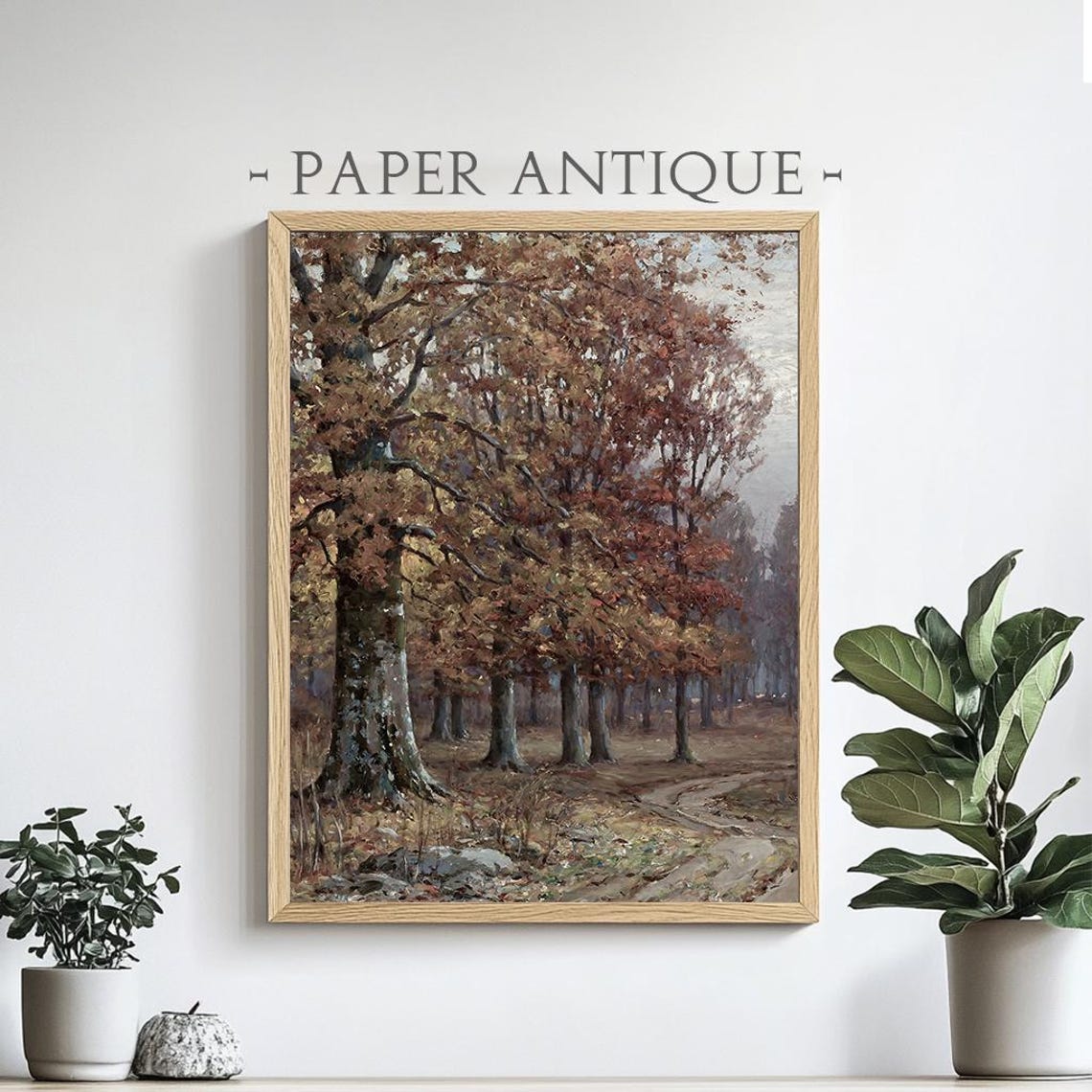 Autumn Forest With Winding Path Tall Trees Fall Foliage Poster