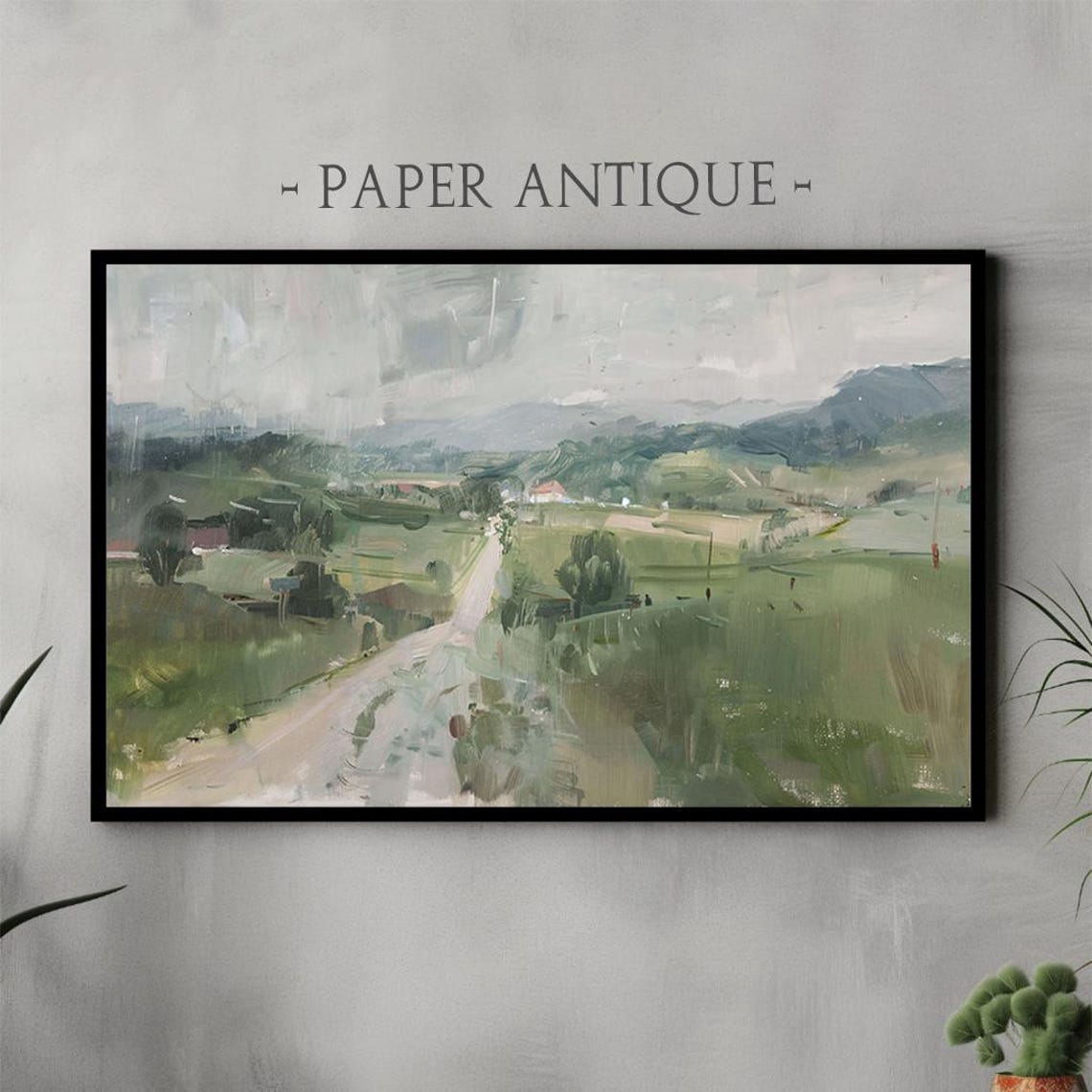 Green Country Road Through Rolling Fields Oil Painting Poster