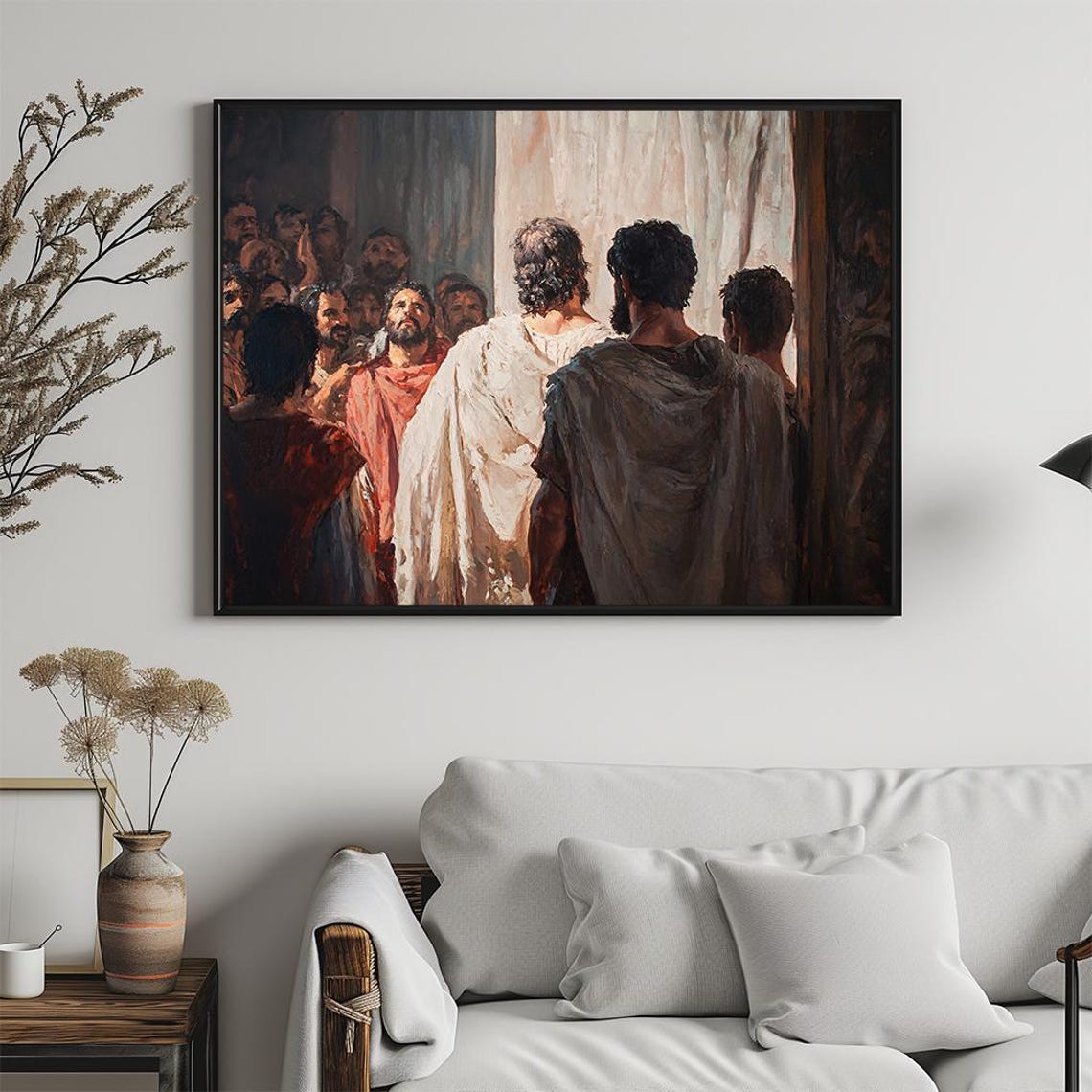 Jesus Disciples Crowd Biblical Scene Classic Christian Art Poster - Image 5