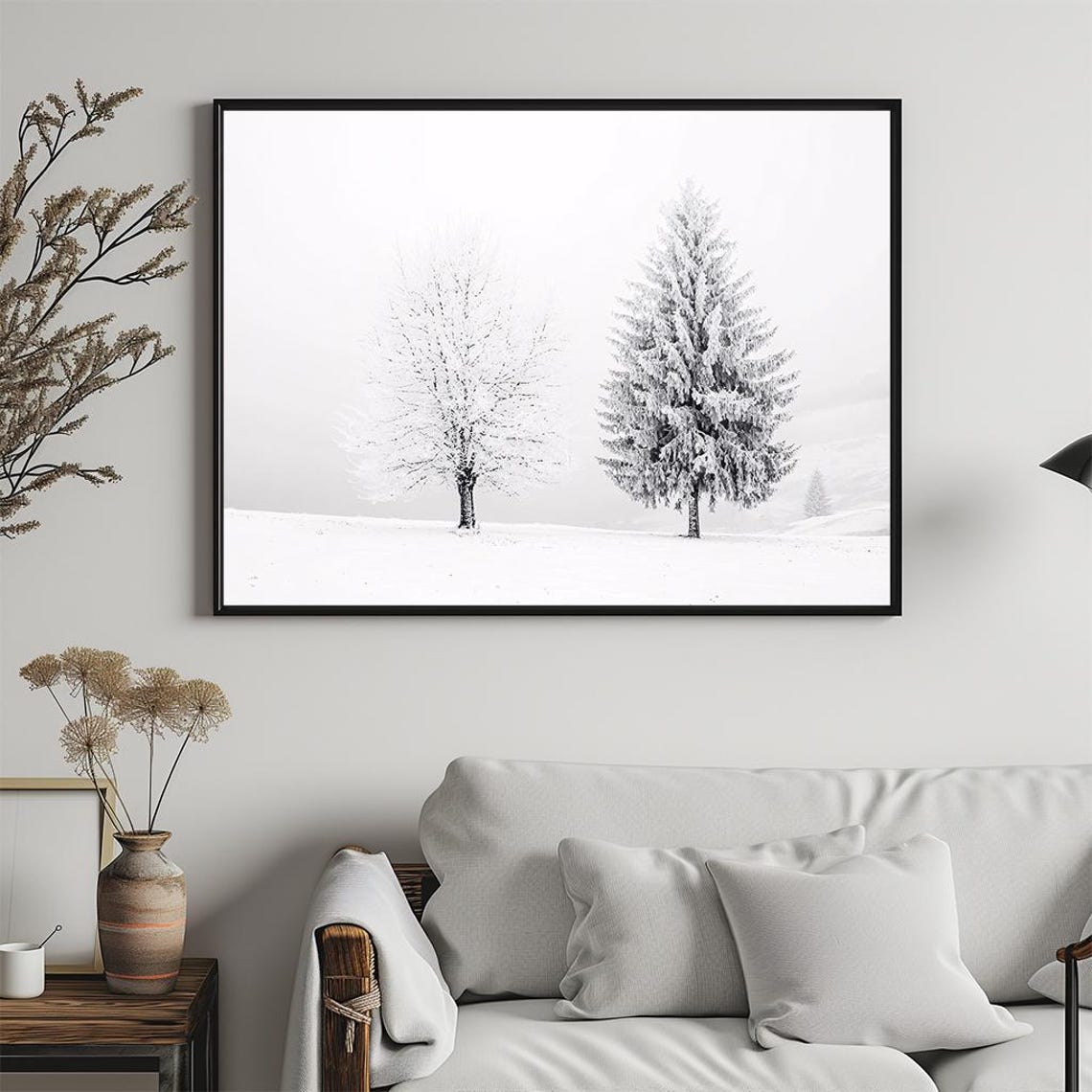 Winter Landscape Minimalist Photography Snowy Trees Fog Wall Poster - Image 5