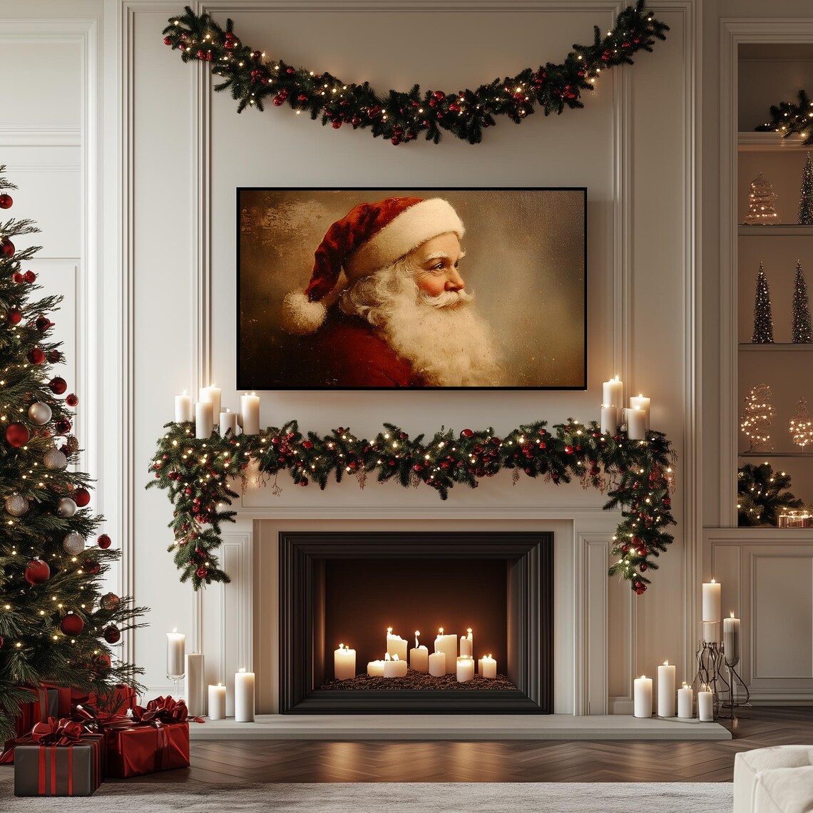 Classic Santa Claus Portrait Painting Vintage Christmas Art Poster - Image 5