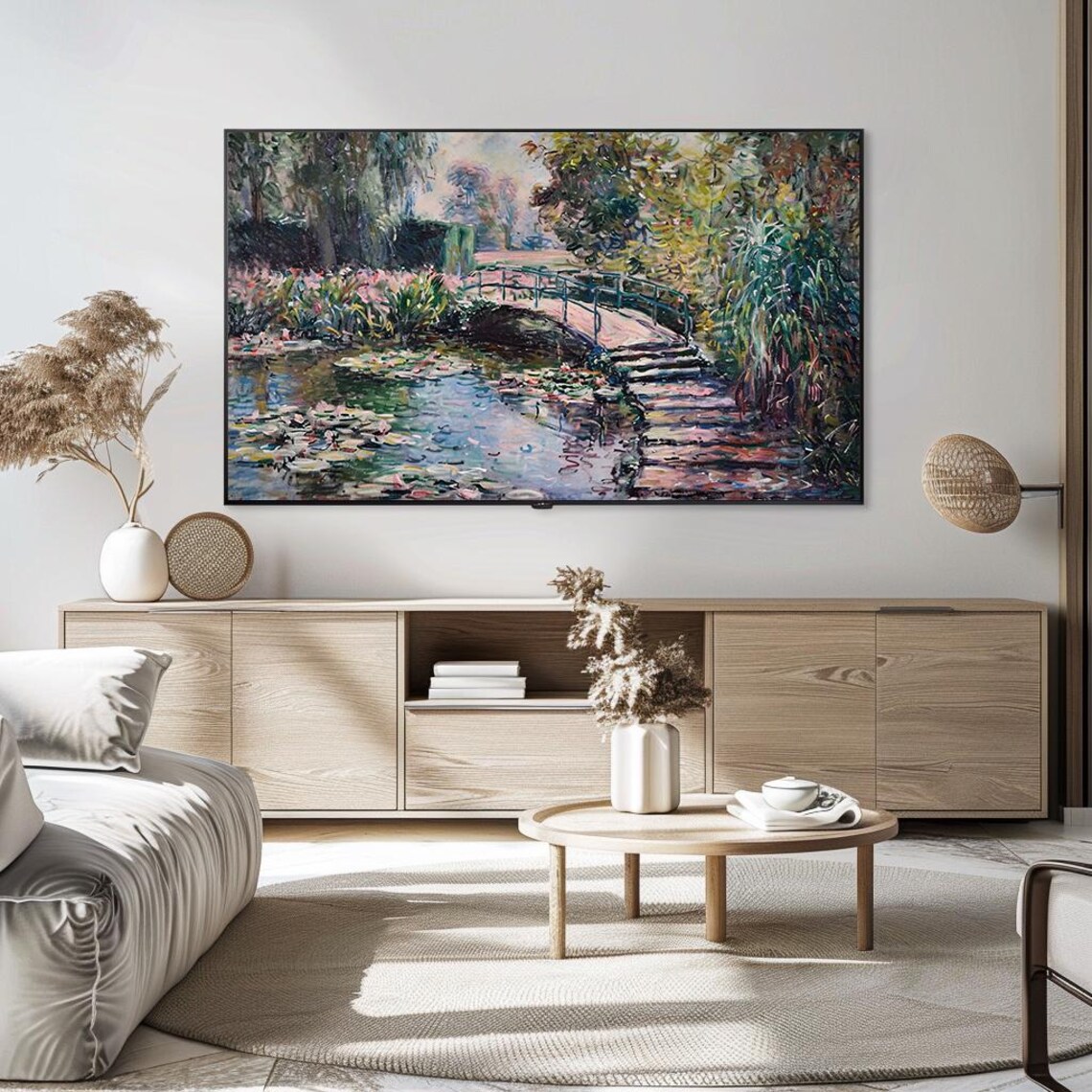 Water Lily Pond Wooden Bridge Impressionist Garden Oil Painting Poster - Image 5