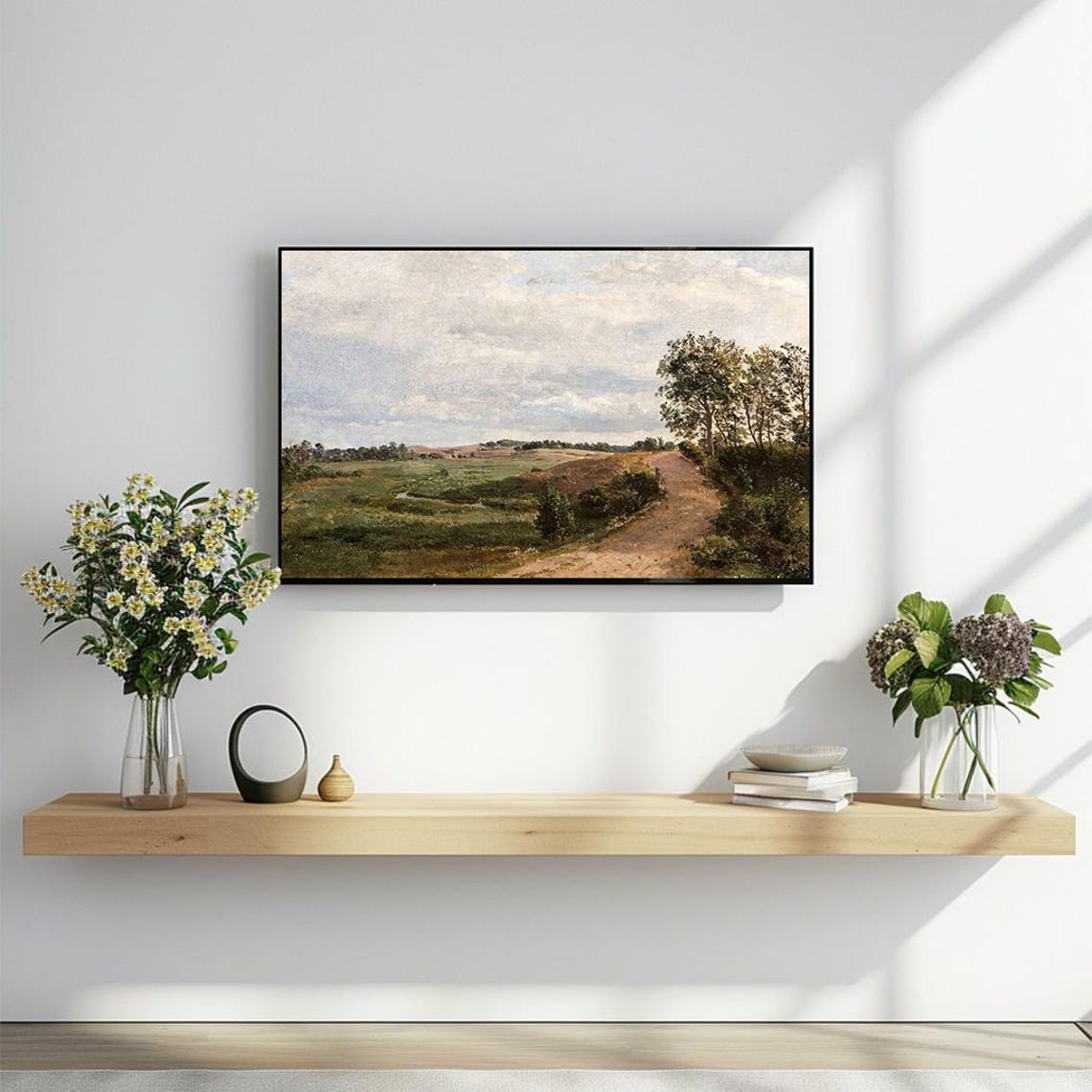 Frame Tv Art Serene Countryside Path Rural Landscape Classic Nature Scene Rustic Painting Tree Lined Road Artwork For Frame Tv - Image 2
