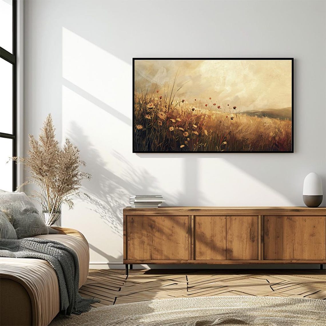 Golden Wildflower Meadow Sunset Tall Grass Warm Light Poster - Image 4