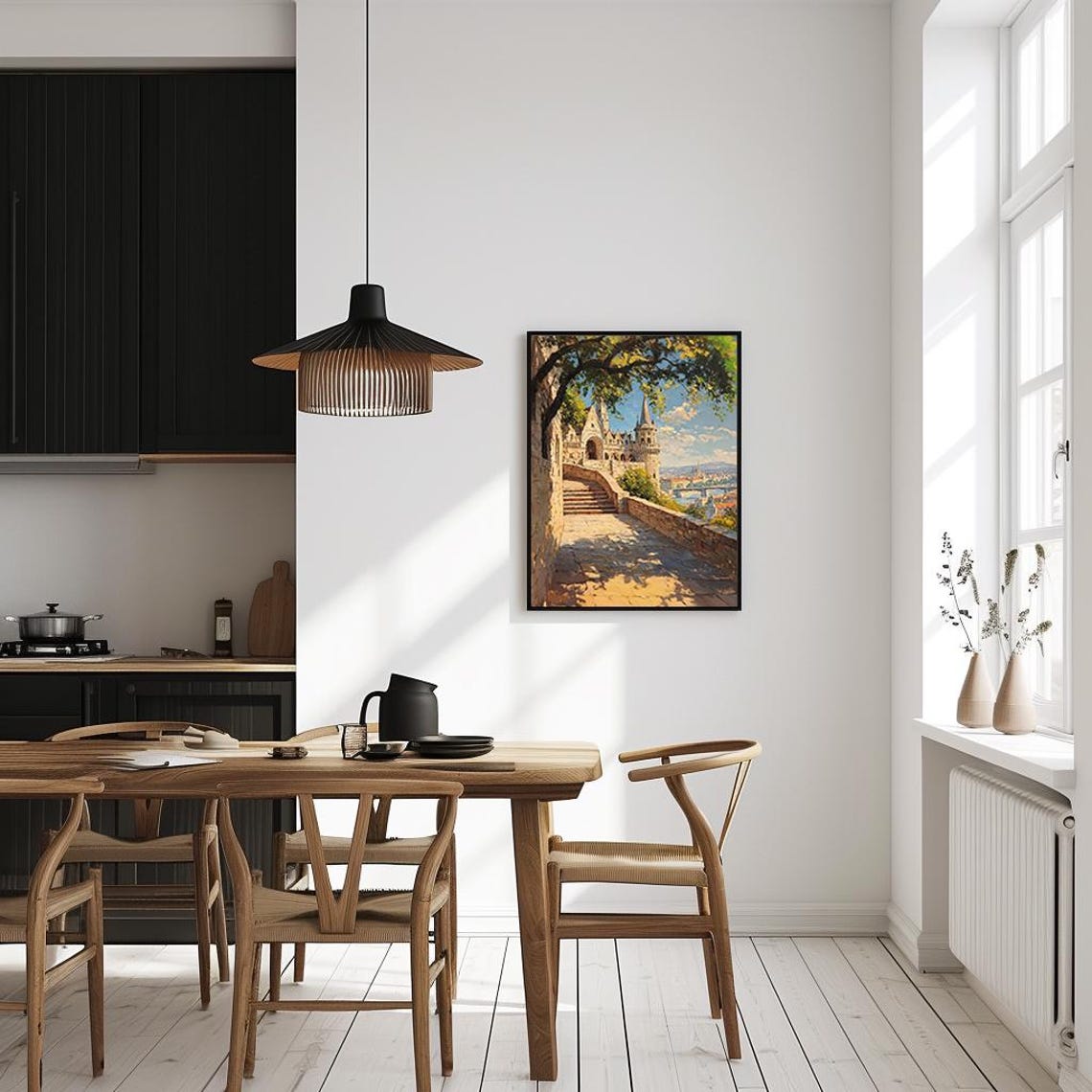 European Castle Stone Tower River Valley Impressionist Poster - Image 4