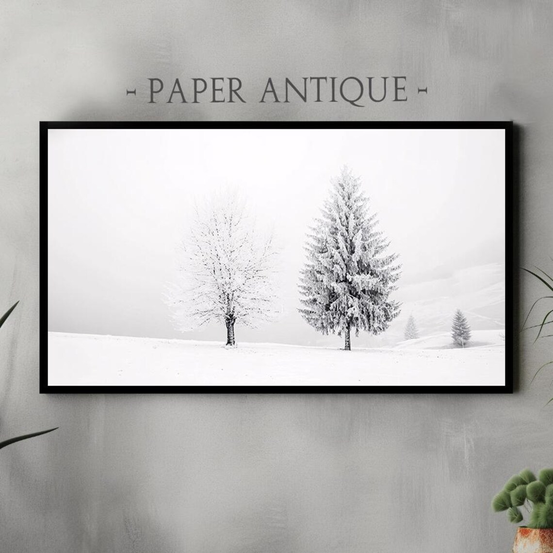 Frosted Trees In Whiteout Monochrome Minimalist Winter Print