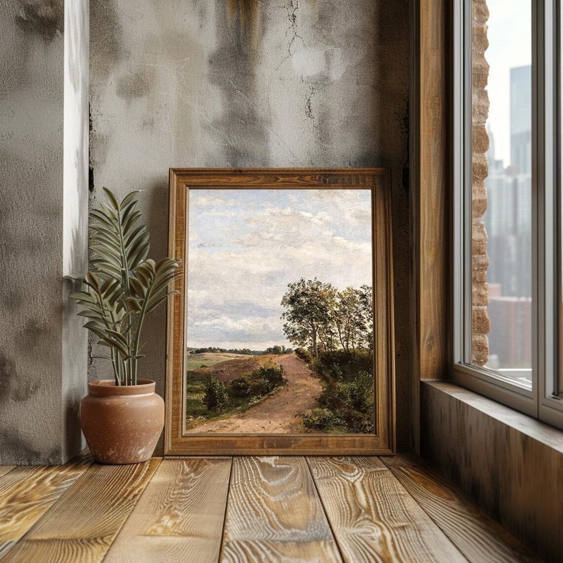Serene Countryside Path, Rustic Landscape Art Print - Image 3