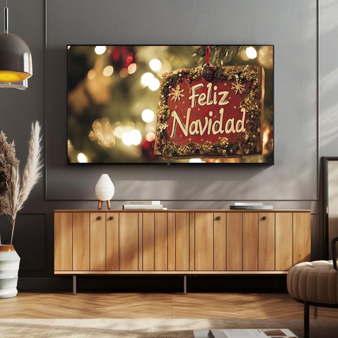 Vintage Feliz Navidad Ornament Sign Rustic Holiday Christmas Poster - Image 4