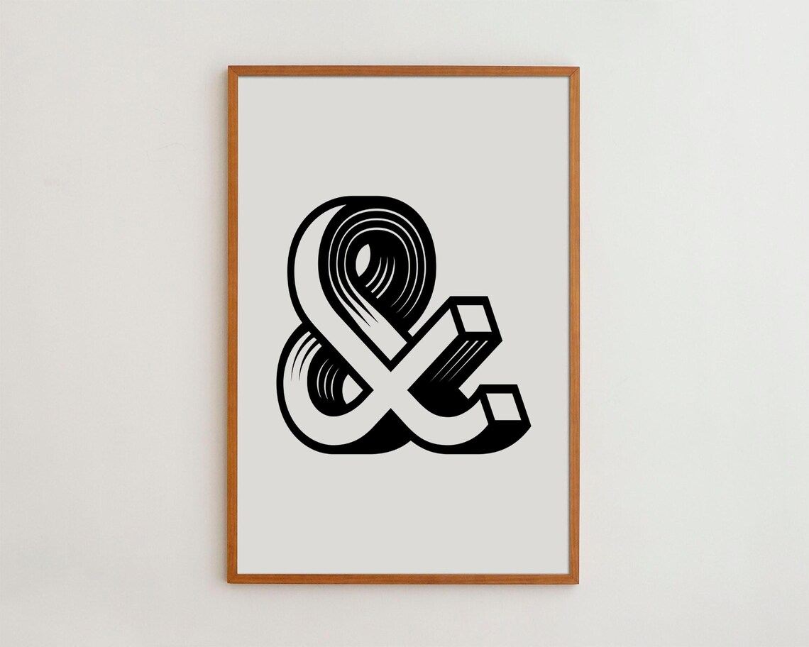 Ampersand Minimalist Black And White Art Print