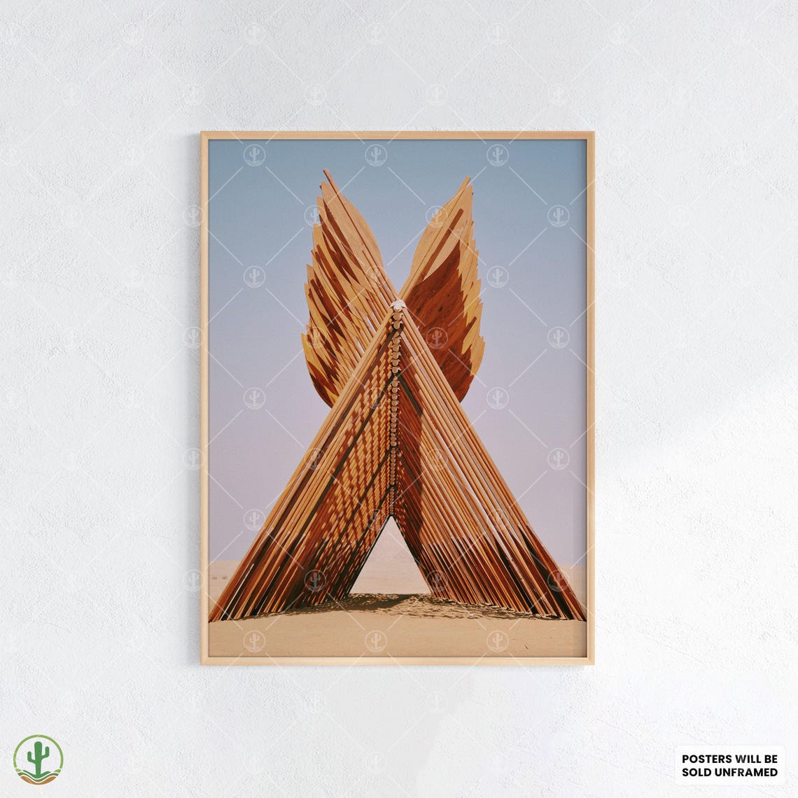 Modern Desert Sculpture Abstract Wooden Wings Sand Art Photo Poster