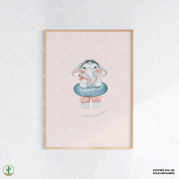 Lets Have Fun Elephant Print Nursery Wall Art Cute Baby Room Decor Animal Kids Poster