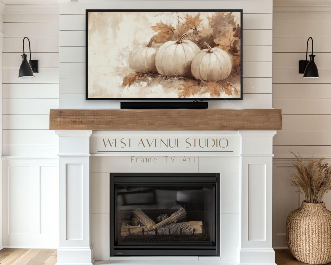 Rustic White Pumpkin Trio Beige Fall Farmhouse Neutral Wall Art Poster - Image 5
