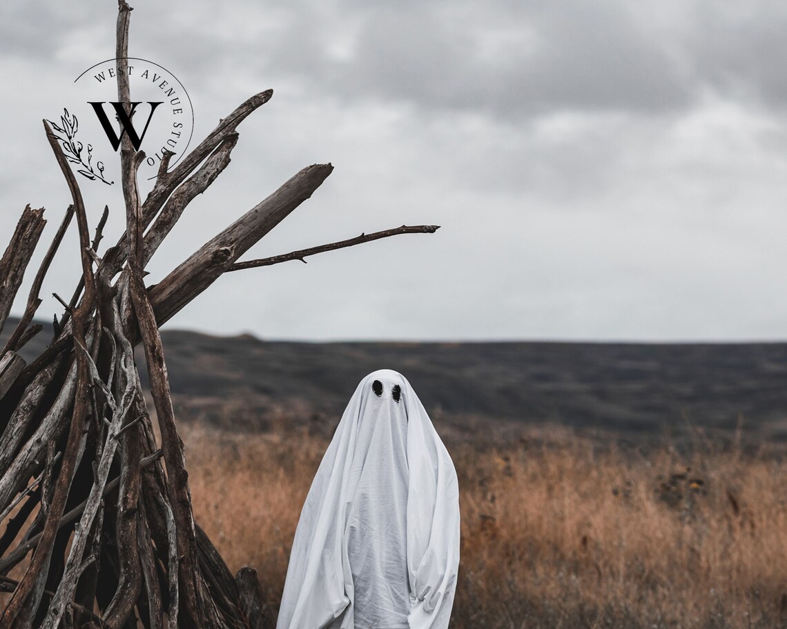 Halloween Ghost in Field Art Print, Farmhouse Decor - Image 2