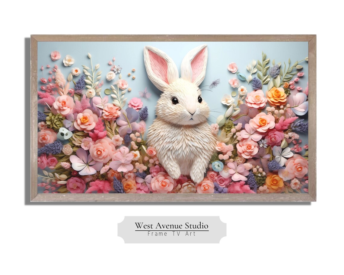 Easter Bunny 3D Embroidery Texture Art Print - Image 3