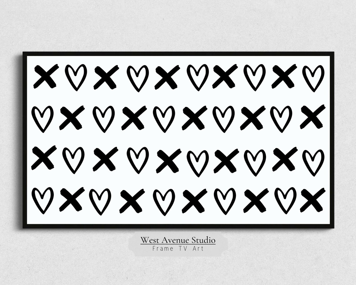 Black White XO Hugs Kisses Pattern Modern Valentines Day Art Poster - Image 5