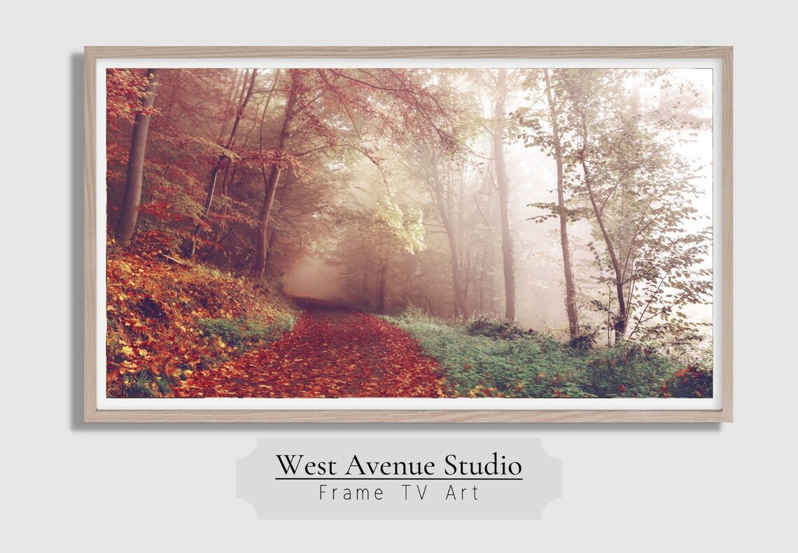 Autumn Forest Path Red Leaves Misty Fall Trail Woodland Photo Poster - Image 5