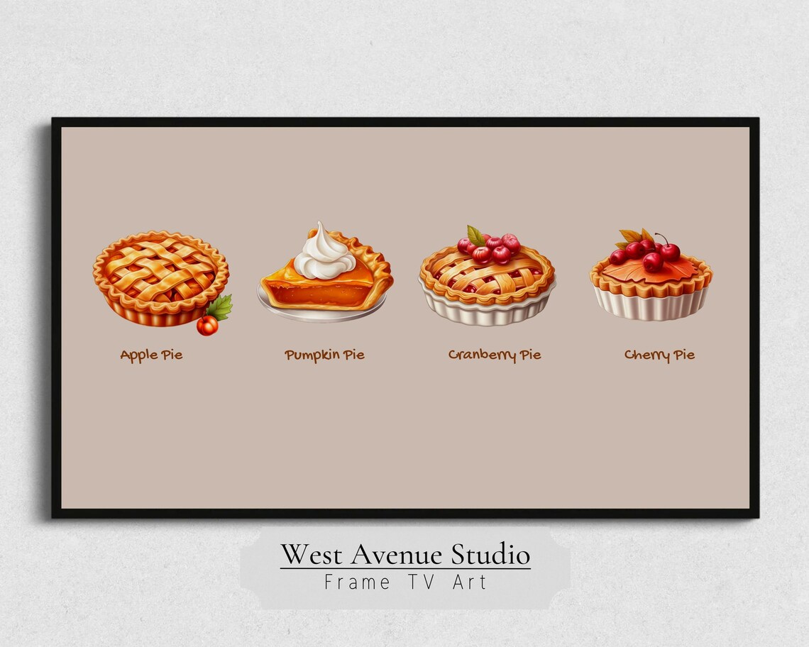 Apple Pumpkin Cranberry Cherry Pie Chart Cute Thanksgiving Dessert Poster - Image 2